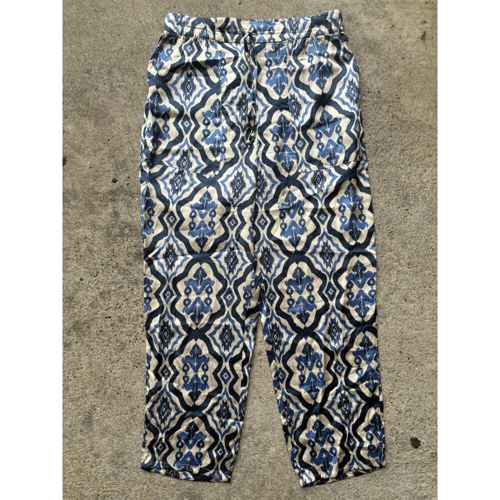 Zara Indie Ethnic Printed Trousers Adjustable Waistband Women's Size Medium - Picture 2 of 9